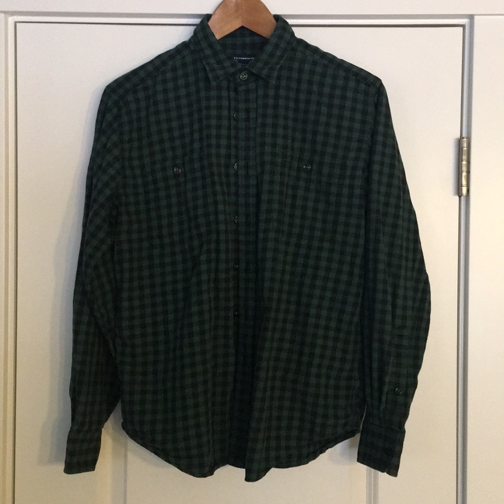 Green/black buffalo print flannel